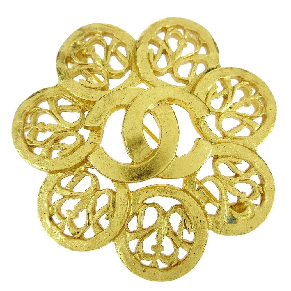 Chanel Vintage CC Flower Textured Metal